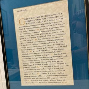 Framed poem Desiderata